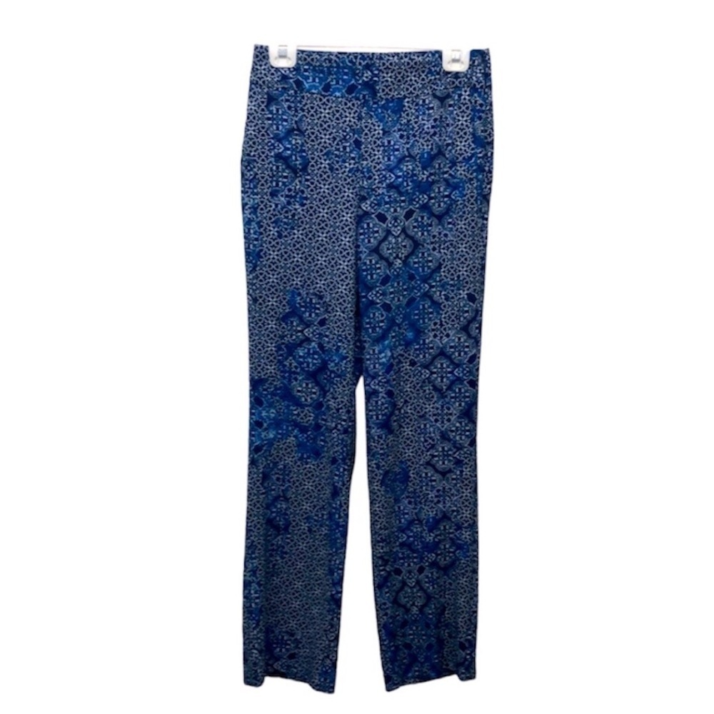 Banana Republic Blue Geometric Print Straight Leg Pants 0